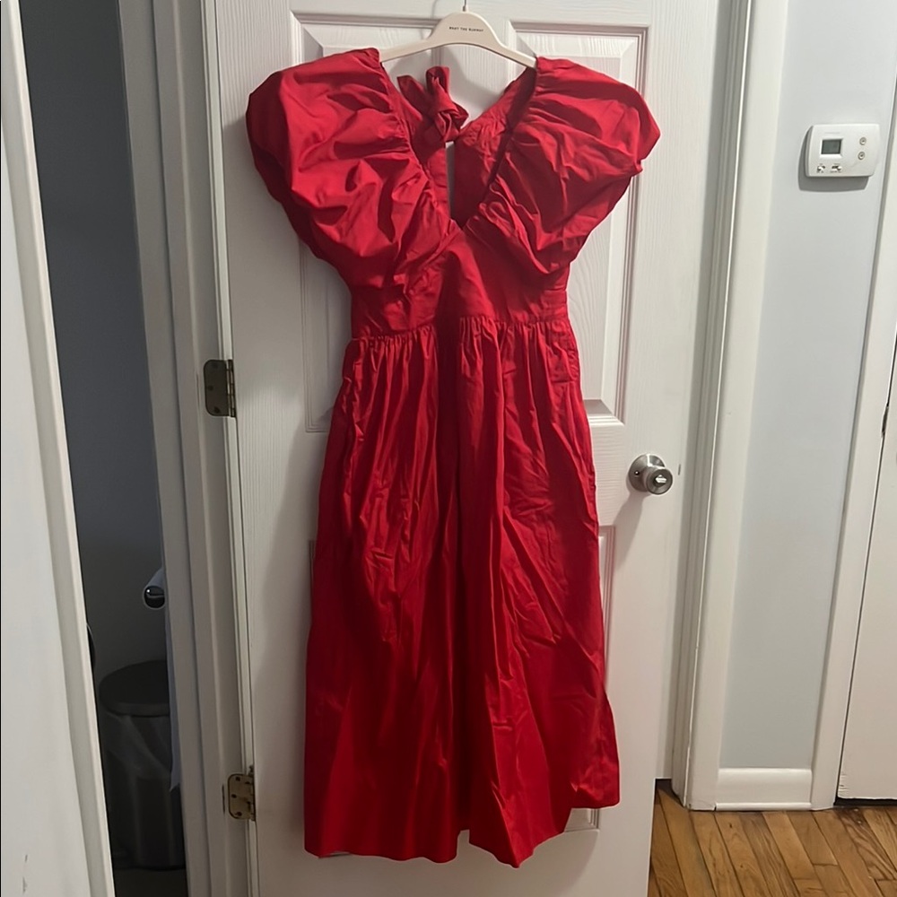Red Puff Sleeve Dress